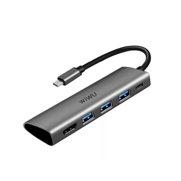 Wiwu Adaptador Hub Multifunción USB-C 5 en 1 ALPHA 532ST - Gris 2 Wiwu Adaptador Hub Multifunción USB-C 5 en 1 ALPHA 532ST - Gris
