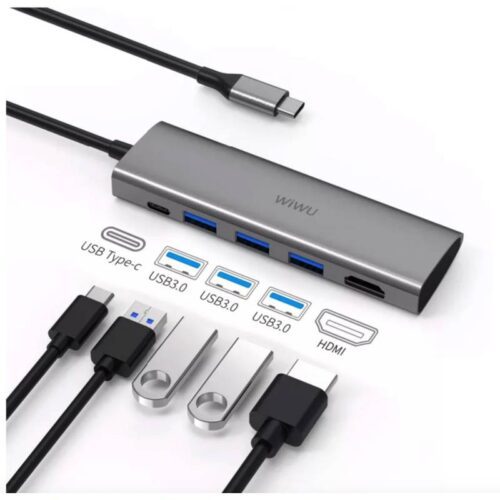 Wiwu Adaptador Hub Multifunción USB-C 5 en 1 ALPHA 532ST - Gris 3 Wiwu Adaptador para Laptop USB-C 5 en 1 Alpha 531ST - Gris