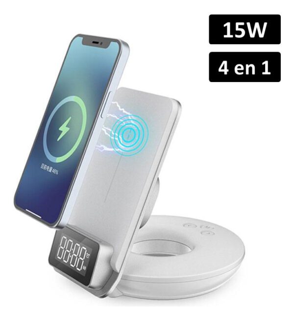 DESPERTADOR Wiwu Cargador inalámbrico Despertador 4 en 1 -M11