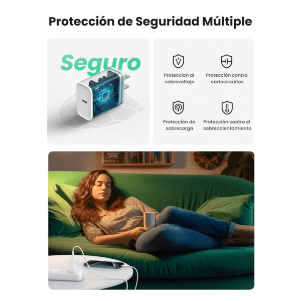 Cargador Ugreen 20w carga rapida CD137 - 6 Cargador de pared Ugreen USB Tipo C 20W - Carga Rápida CD137