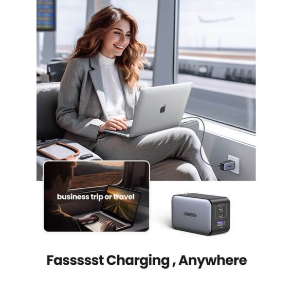 Cargador de pared Ugreen Nexode 65W carga rápida 3 en 1 para iPhone, MacBook, iPad CD244