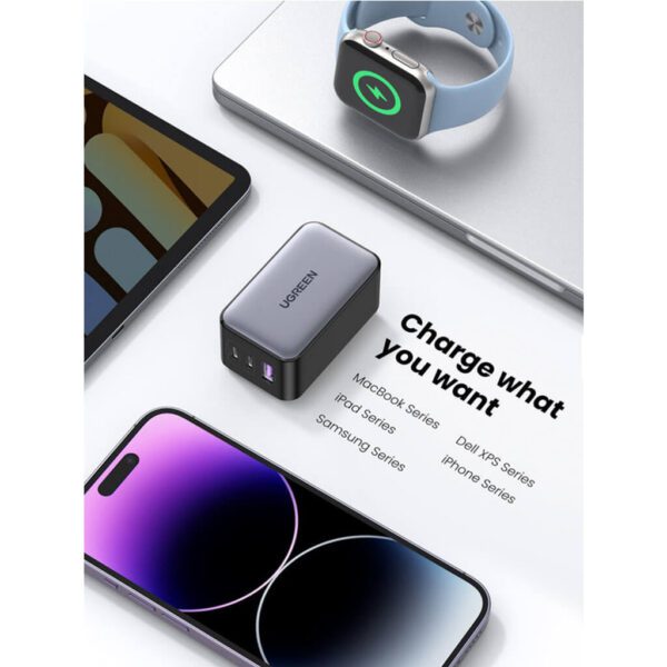 Cargador de pared Ugreen Nexode 65W carga rápida 3 en 1 para iPhone, MacBook, iPad CD244