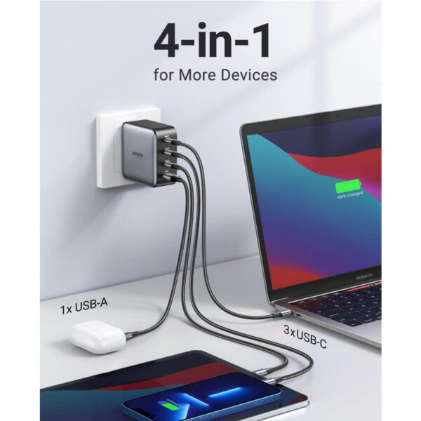 cargador de pared 4 en 1 de 100w ugreen - 4 Cargador de pared Ugreen Nexode 100W 4 en 1 para iPhone, MacBook, iPad