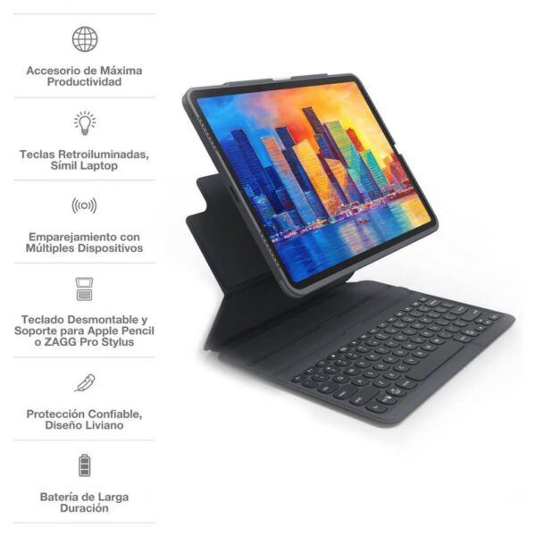Case con teclado Pro Keys Retroiluminado Zagg para ipad Pro 12.9 - 3 Case con teclado retroiluminado Zagg Pro Keys para iPad Pro 12.9" y iPad Air 13" M2