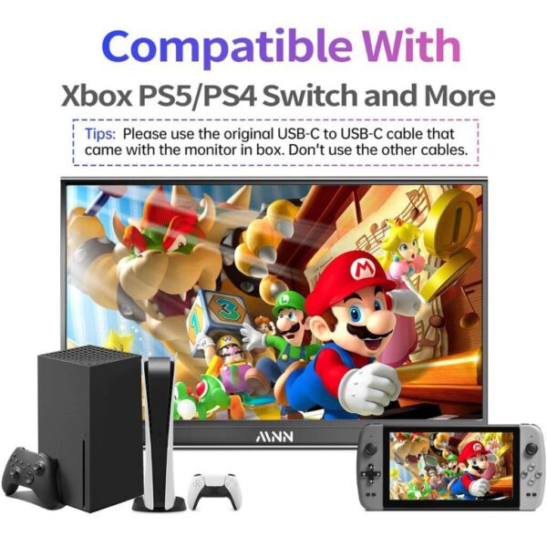 MNN M156F01 Monitor Portatil - 3 MNN M156F01 15.6" FHD Monitor Portátil para Laptop