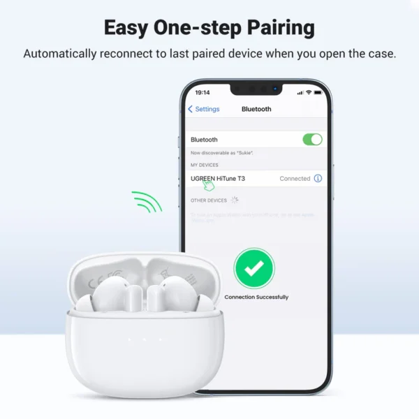 Audífonos inalámbricos  HiTune T3 Ugreen con con cancelación de ruido - Blanco