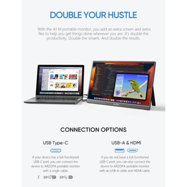 Arzopa A1M 17.3 Monitor Portatil - 2 Arzopa A1M 17.3" Monitor Portátil para Laptop 1080P IPS FHD 60Hz