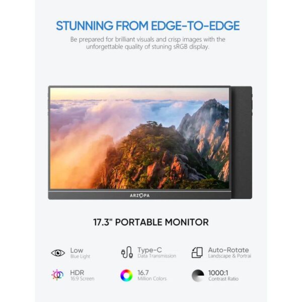 Arzopa A1M 17.3 Monitor Portatil - 3 Arzopa A1M 17.3" Monitor Portátil para Laptop 1080P IPS FHD 60Hz
