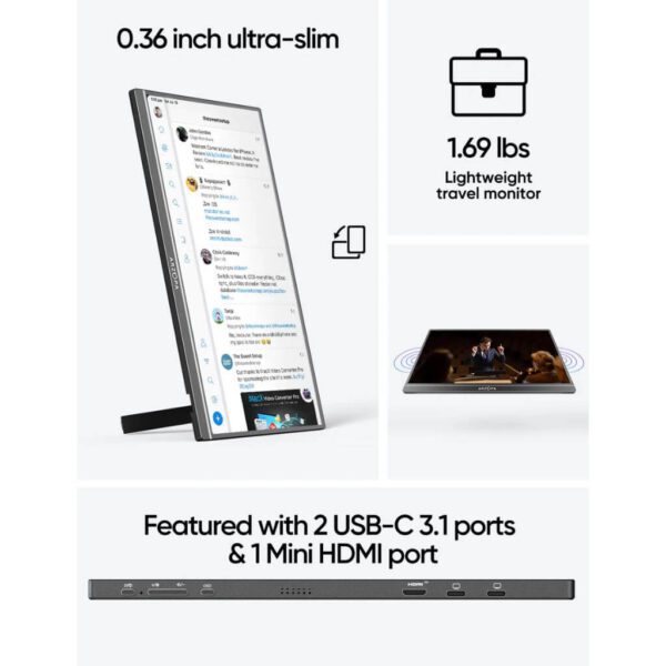 Arzopa Z1C Monitor portatil para laptop 16.1 - 4 Arzopa Z1C 16.1" Monitor Potátil para Laptop 1080P IPS FHD 60Hz