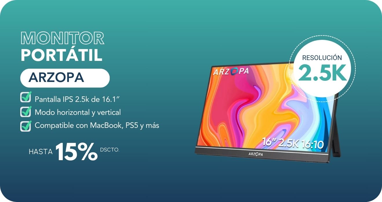 Destacado Monitor Portatil Arzopa Z1RC 15.6 - Desktop